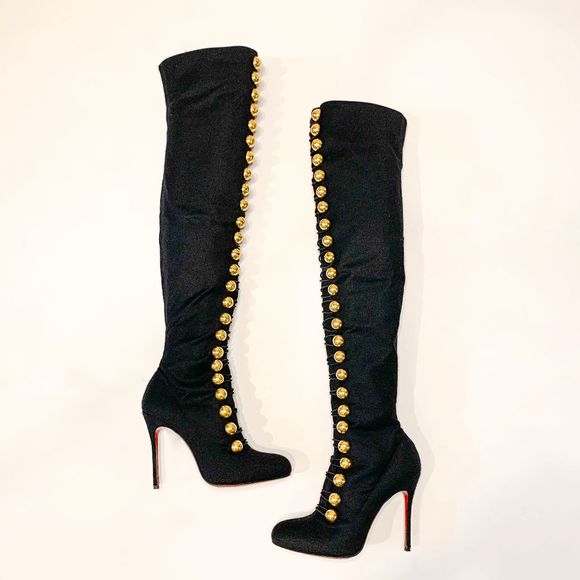 Christian Louboutin Shoes - Christian Louboutin Ronfifi Supra 100 Flannel Marine Thigh High Boots EU 37 US 7